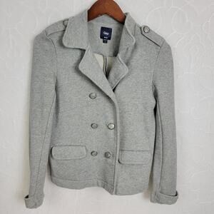 Gap Women's Coat Jacket Medium Gray Double Breasted Button Pockets Lined